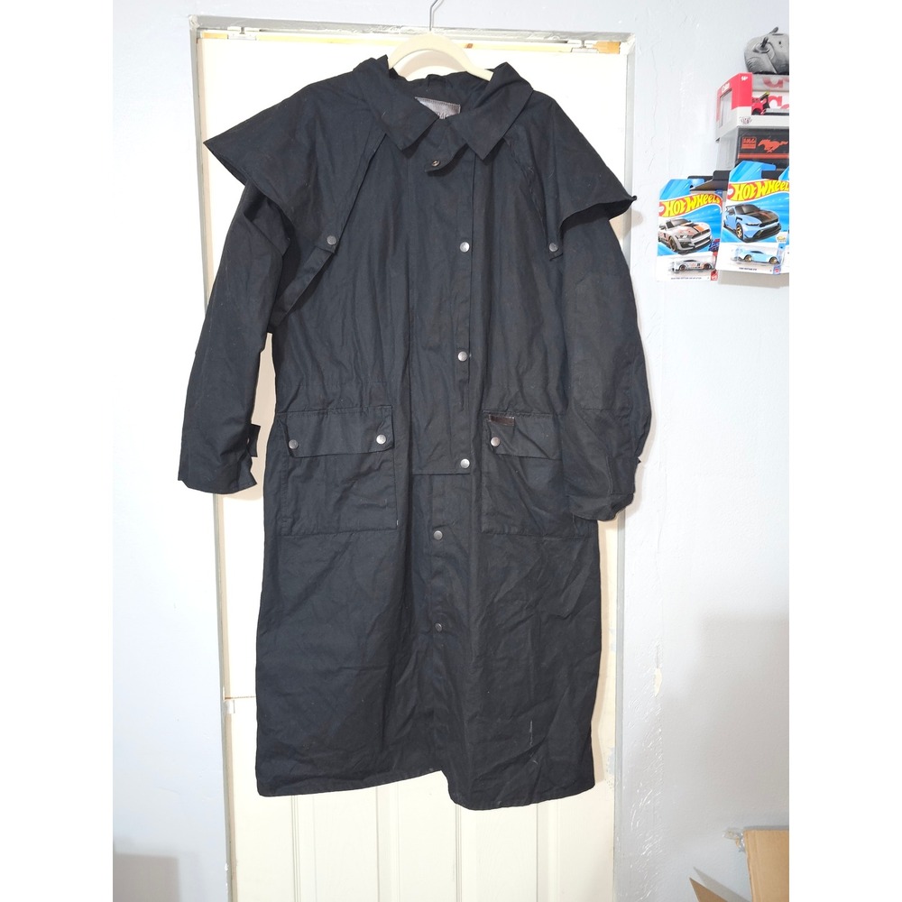 Outback Trading Co. Men's Black Oliskin Canvas Duster Trench Coat - Size Medium